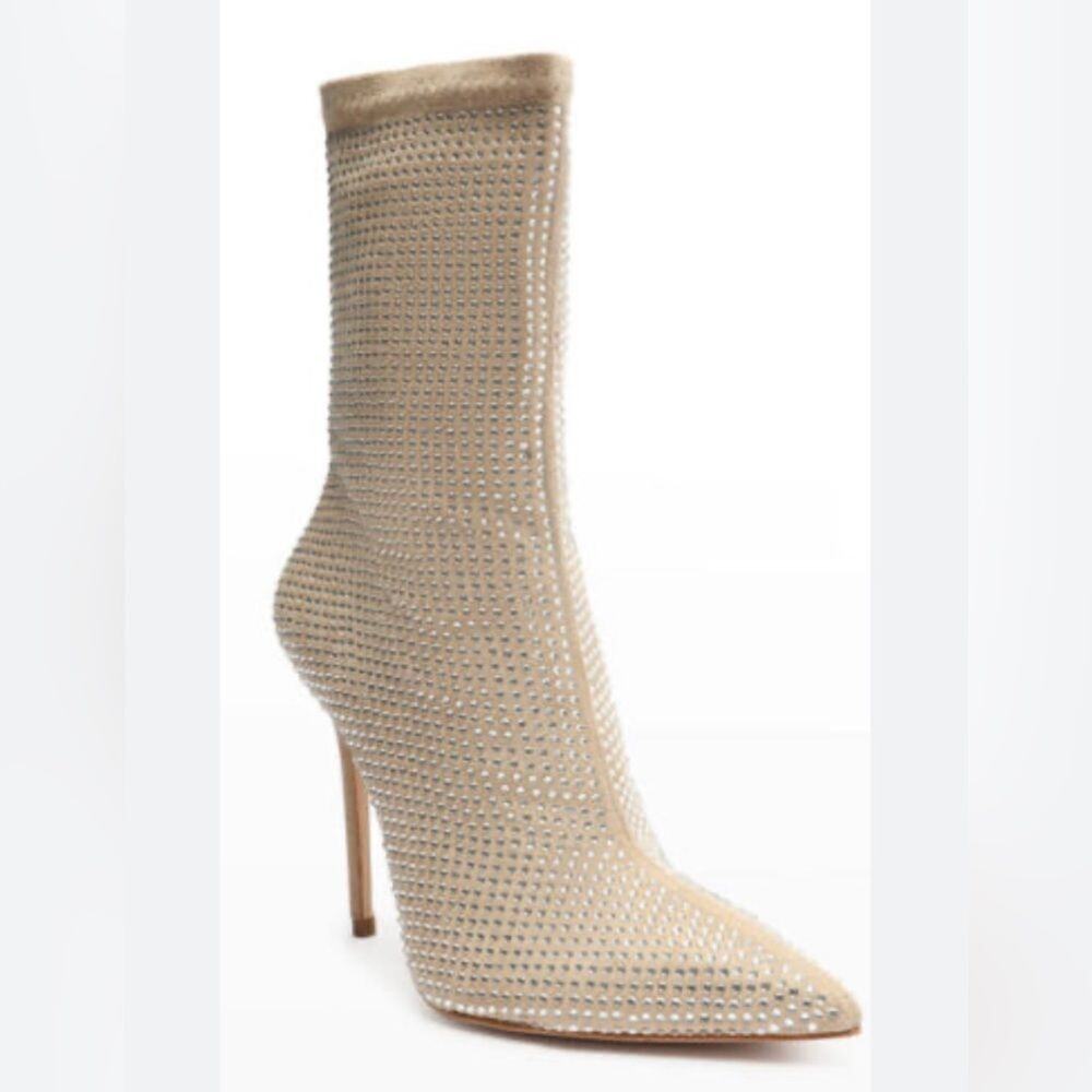 Schutz Sybil Suede & Rhinestone Sock Booties 8.5B NWOB
